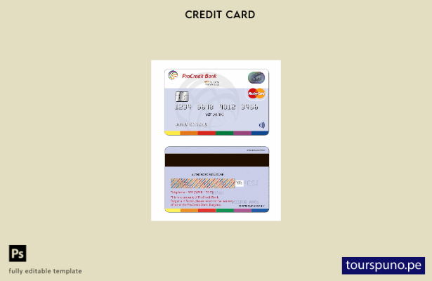 lista para imprimir plantilla de mastercard del banco ProCredit de Bulgaria